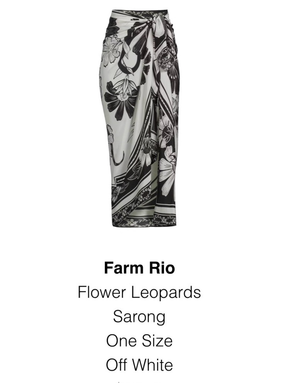 FARM Rio Flower Leopards Panneaux Sarong Off-White Black
